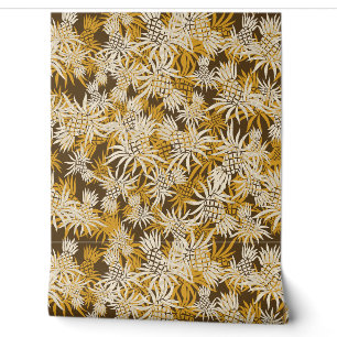 Papier Peint Camo d'ananas Tropical Hawaiien - Or