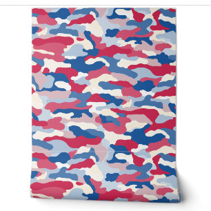 Papier Peint Camouflage rouge blanc et bleu