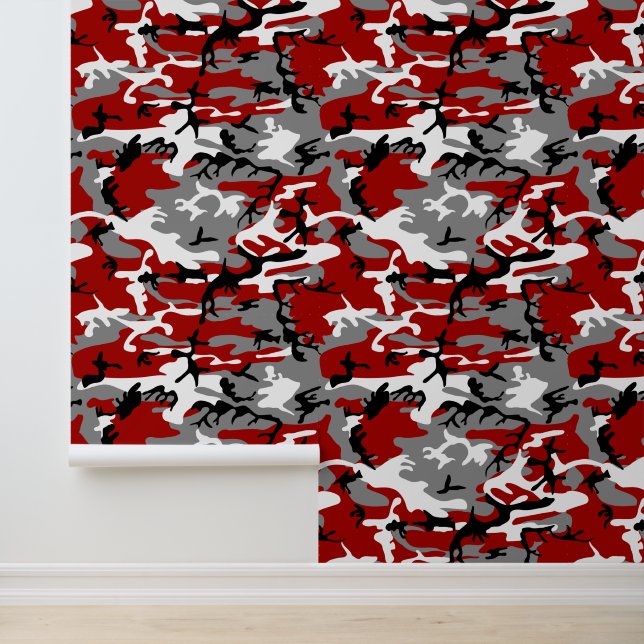 Papier Peint Camouflage rouge et gris, Militaire, Armée (Application)