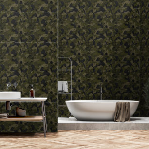 Papier Peint Camouflage Vert Foncé Abstrait