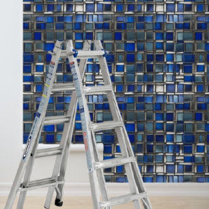 Papier Peint Carreaux bleu argent Mosiac Motif Peel Stick