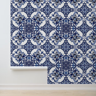 Papier Peint Carreaux de majolique siciliens italiens bleus et