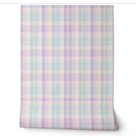 Papier Peint Carreaux Lavande Bleu Pastel Doux
