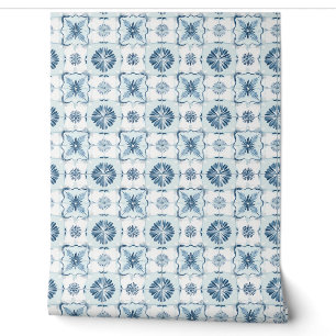 Papier Peint Carreaux Ocean Harmony Petite - Turquoise doux, bl