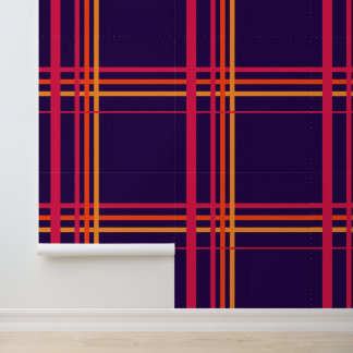 Papier Peint Carreaux Tartan Neon de Minuit