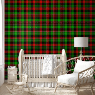 Papier Peint Carreaux Tartan Rouge Vert Noir Design
