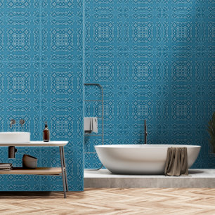 Papier Peint Carrelage bleu ornemental Motif - Géométrique comp