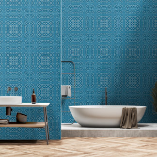 Papier Peint Carrelage bleu ornemental Motif - Géométrique comp