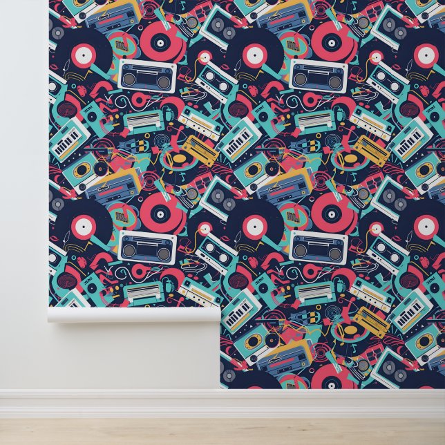 Papier Peint carrelage cool années quatre-vingts motif (Application)