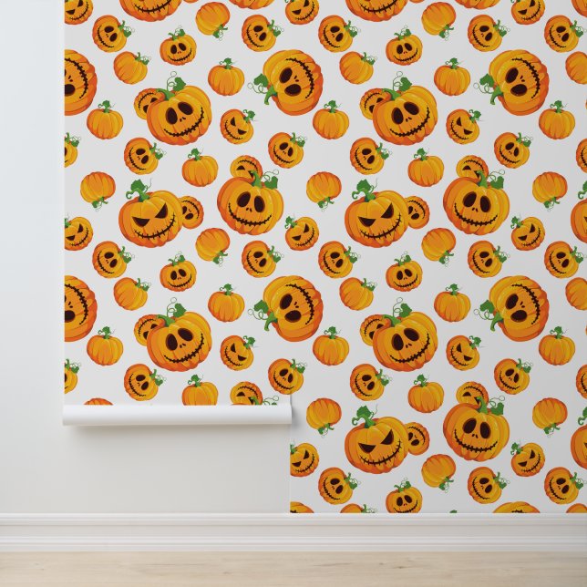 Papier Peint Carrelage cool Halloween citrouilles (Application)