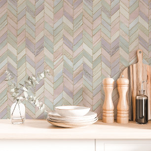 Papier Peint Carrelage de marbre Pastel Chevron