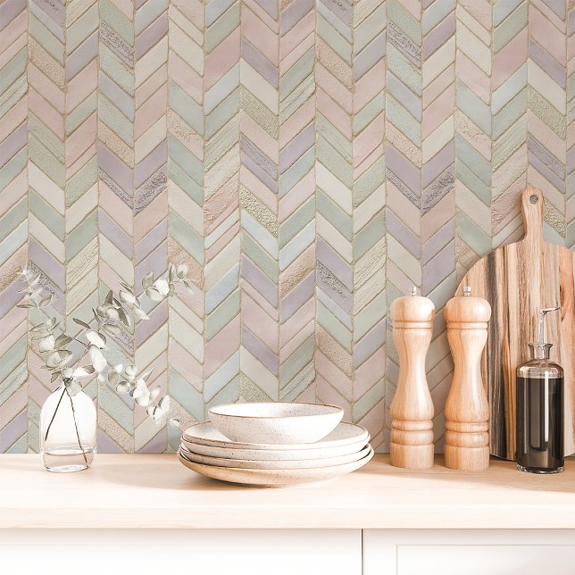Papier Peint Carrelage de marbre Pastel Chevron (Créateur téléchargé)