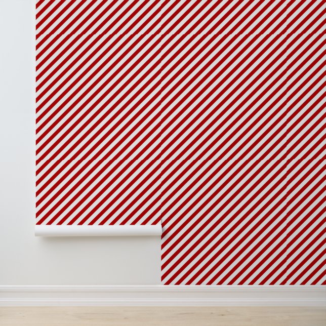 Papier Peint Carrelage festif rayures de Noël rouge blanc motif (Application)