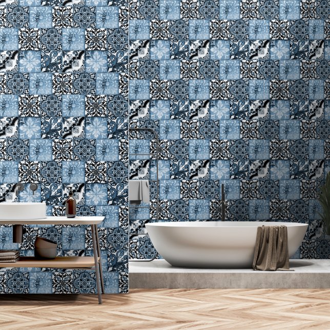 Papier Peint Carrelage océanique (Salle de bain)