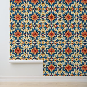 Papier Peint Carrelage orange bleu italien