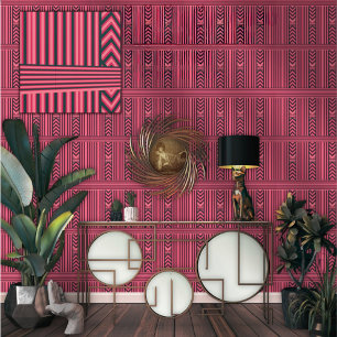 Papier Peint Carrelage rose fusain Motif élégant