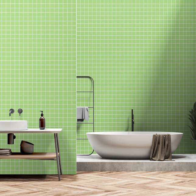 Papier Peint Carrelage vert citron (Salle de bain)
