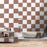 Carrés à damier marron moka blanc géométrique rétr