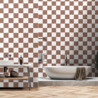 Carrés à damier marron moka blanc géométrique rétr