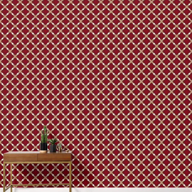 Papier Peint Carrés de Bourgogne sur Tan et White (Couloir)