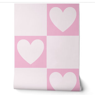 Papier Peint Carrés élégants de Coeurs roses très doux