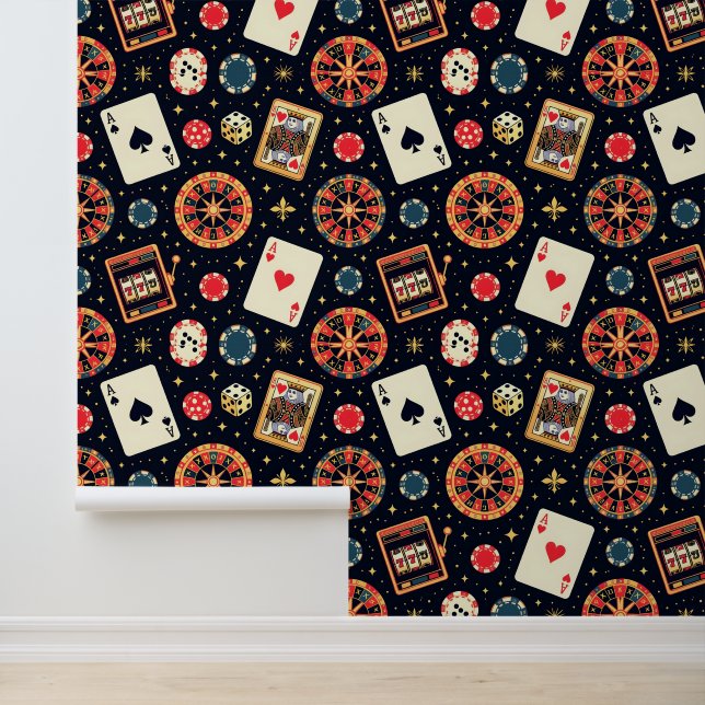 Papier Peint Casino pattern theme on black (Application)
