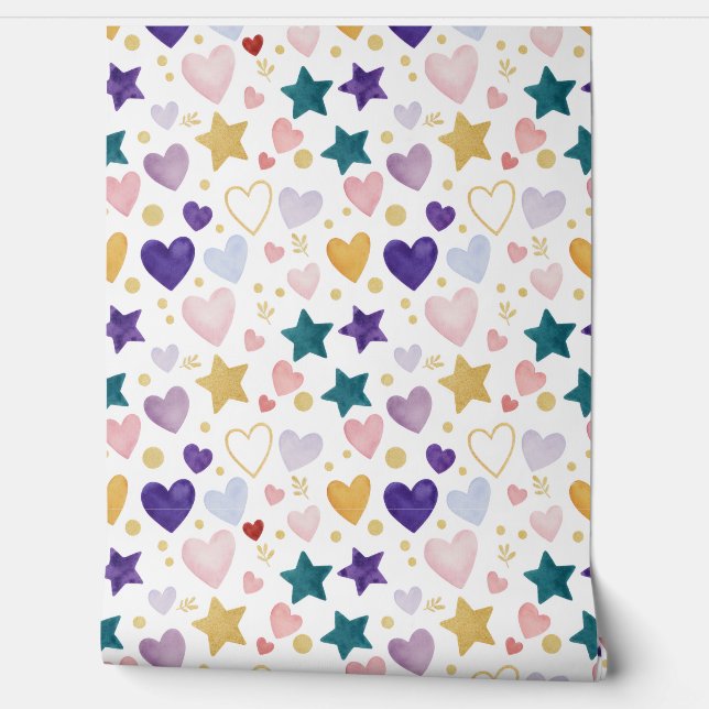 Papier Peint Celestial Hearts & Stars (Déroulement)