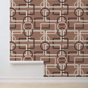 Papier Peint Cercles Carré géométriques rétro Mocha Mousse
