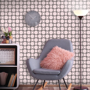 Papier Peint Cercles de treillis rose noir