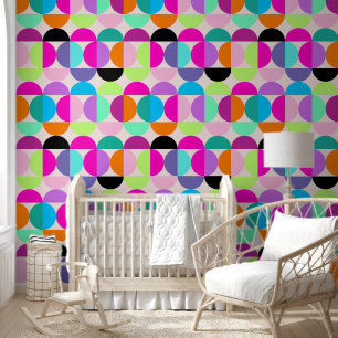 Papier Peint Cercles rétro colorés milieu du siècle moderne Abs