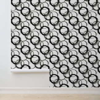 Papier Peint Cercles superposés noir et blanc – Couture géométr