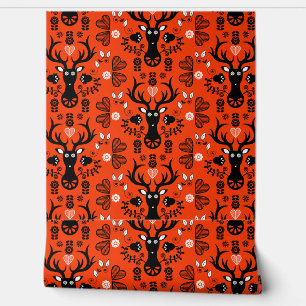 Papier Peint Cerf d'art populaire scandinave