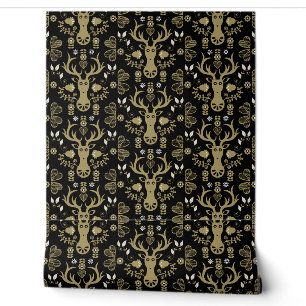 Papier Peint Cerf d'art populaire scandinave