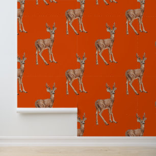 Papier Peint Cerf en rouge