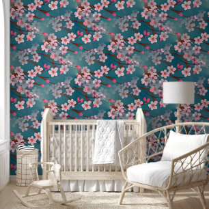 Papier Peint Cerise en fleurs - Sakura motif sans couture 1