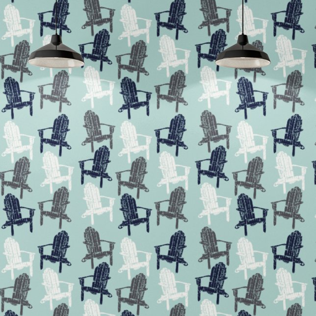 Papier Peint Chaises Adirondack Bleu Marine, Aqua, Gris Motif (Créateur téléchargé)