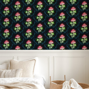 Papier Peint Champignons du néon en noir