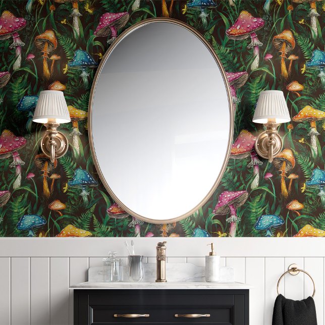 Papier Peint Champignons et fougères colorés (Créateur téléchargé)