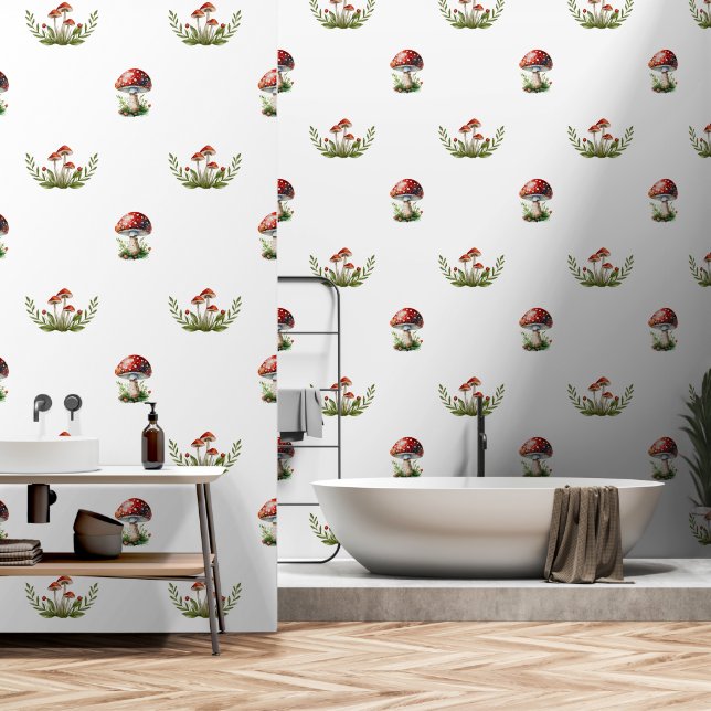 Papier Peint Champignons Imaginaires (Salle de bain)