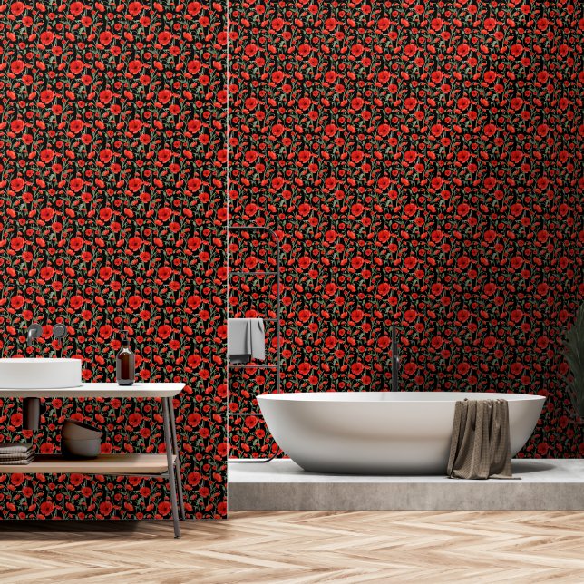 Papier Peint Champs de Coquelicots (Salle de bain)