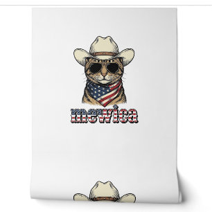 Papier Peint Chat Cowboy Patriotique Mewica Design Vector Vinta