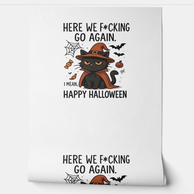 Papier Peint Chat Grumpy Halloween T-shirt classique (Déroulement)
