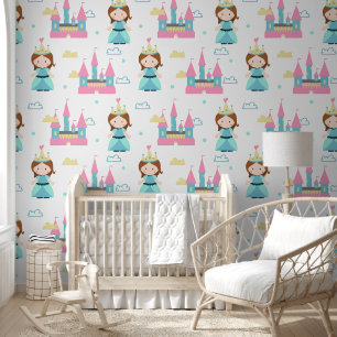Papier Peint Château Mignon Princesse Fille Nursery