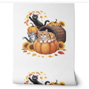 Papier Peint Chats Automne Citrouilles Thanksgiving Sunflower O