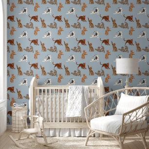 Papier Peint Chats et chatons en bleu