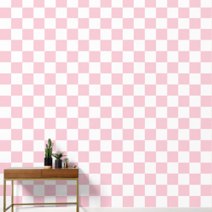 Papier Peint Check Baby Pink And White Checkerboard