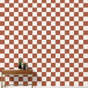 Papier Peint Check Rust Checkered Terracotta