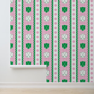 Papier Peint Chemise à carreaux avec blason de golf Preppy en r