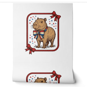 Papier Peint Chemise à nœud papillon capybara patriotique vinta