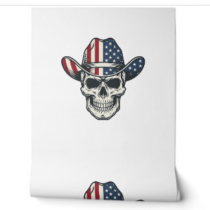 Papier Peint Chemise de gravure vintage de crâne de cowboy patr
